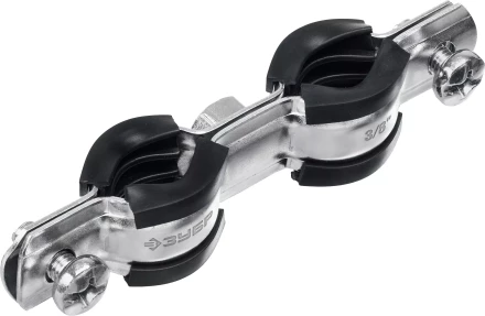 ЗУБР 3/8, цинк, 8 шт, двойной трубный хомут (37890-15-19) купить в Кургане