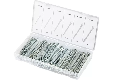 Набор шплинтов S головки х L: 3,2х50, 4х64, 4,8х76, 6,4х25, 6,4х76, 8х64 мм 144 предмета СИБРТЕХ 47603 купить в Кургане