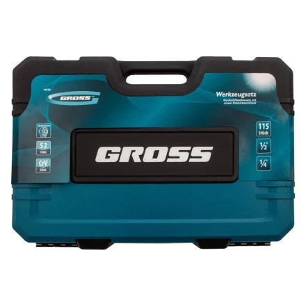 Набор инструментов 115 предметов, 120 зубьев, CrV, 1/4&quot;, 1/2&quot; Gross 14152 купить в Кургане
