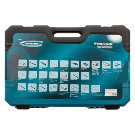 Набор инструментов 115 предметов, 120 зубьев, CrV, 1/4&quot;, 1/2&quot; Gross 14152 купить в Кургане