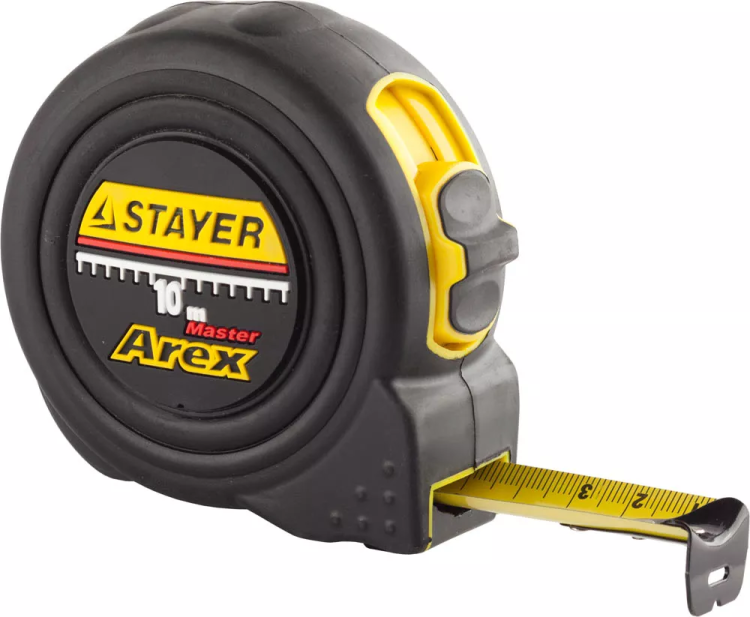 Рулетка STAYER "PROFI" "AREX", двухкомпонентный противоударный корпус, упрочненное полотно, 10м/25мм 3410-10_z01 купить в Кургане