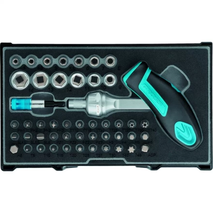 Отвертка реверсивная с двух-позиционной ручкой Т-образной с набором бит, 48 шт., S2 Gross 11613 купить в Кургане