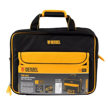 Сумка для инструмента, 400х170х300 мм, 3 отделения, 28 карманов, наплечный ремень// Denzel 90295 купить в Кургане