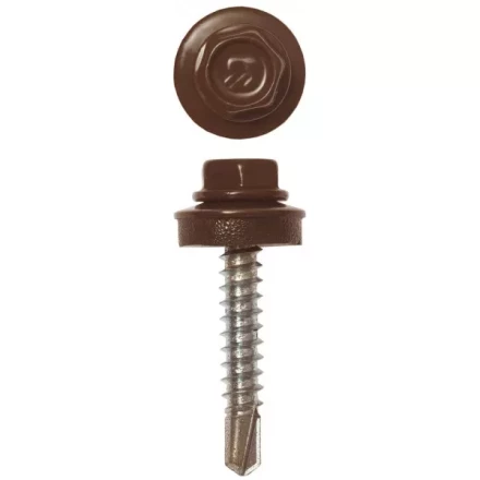 Саморезы ЗУБР &quot;ПРОФЕССИОНАЛ&quot; окраш., RAL 8017 шокол.-коричн., для крепл. кров. матер. к дерев. обреш., 4.8х29мм, 2500шт 4-300310-48-029-8017 купить в Кургане