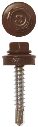 Саморезы ЗУБР &quot;ПРОФЕССИОНАЛ&quot; окраш., RAL 8017 шокол.-коричн., для крепл. кров. матер. к дерев. обреш., 4.8х29мм, 2500шт 4-300310-48-029-8017 купить в Кургане