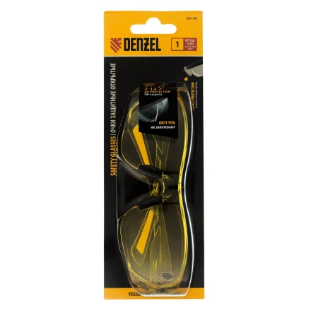 Очки защитные открытые Denzel 89199, поликарбонатные, желтая линза купить в Кургане