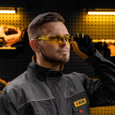 Очки защитные открытые Denzel 89199, поликарбонатные, желтая линза купить в Кургане