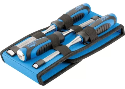 Набор долот-стамесок плоских 3шт 12-16-20 мм двухкомпонентная рукоятка металлический затыльник БАРС 24450 купить в Кургане