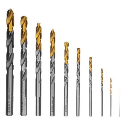 Набор сверл по металлу Denzel 723001, 1-10 мм, Р6М5-TiN, Golden Tip, 10 шт купить в Кургане