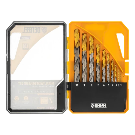 Набор сверл по металлу Denzel 723001, 1-10 мм, Р6М5-TiN, Golden Tip, 10 шт купить в Кургане