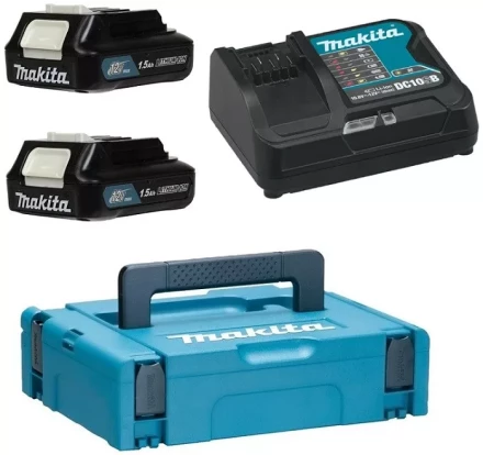 Набор 2 аккумулятора BL1016B + зарядное устройство DC10SB (12В, 1.5Ач, Li-ion, MakPac) Makita 197652-7 купить в Кургане