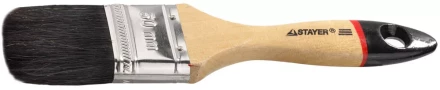 Кисть плоская STAYER &quot;UNIVERSAL-EURO&quot;, чёрная натуральная щетина, деревянная ручка, 50мм 01022-050 купить в Кургане