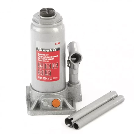 Домкрат гидравлический бутылочный 5 т h подъема 197-382 мм Matrix 50764 купить в Кургане