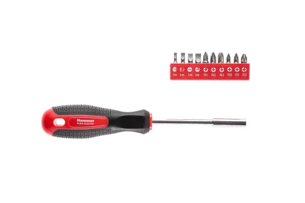 Отвертка HAMMER 601-036 с набором бит 11 предметов купить в Кургане
