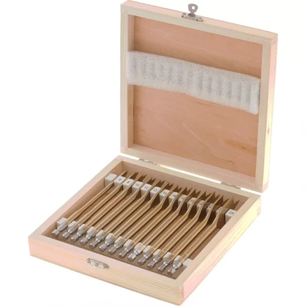 Набор сверл перовых по дереву 6-8-10-12-13-14-16-18-19-20-22-24-25 мм 13 штук деревянный кейс MATRIX 70442 купить в Кургане