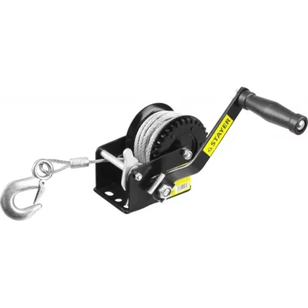 Лебедка ручная барабанная STAYER &quot;MASTER&quot;, тяговая, тросовая, 0,45т, 8м 43112-0.5 купить в Кургане
