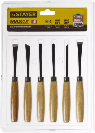 Набор STAYER: Резцы фигурные, с деревянной ручкой, 6шт 1832-H6 купить в Кургане