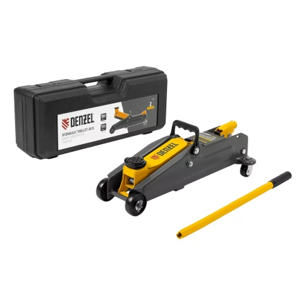Домкрат гидравлический подкатной Denzel 51231, 2 т, 135-385 мм, в пласт. кейсе купить в Кургане