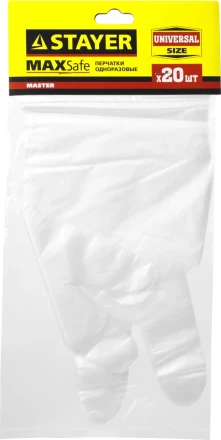 Перчатки STAYER "MASTER" одноразовые полиэтиленовые, 20шт 1150-H20_z01 купить в Кургане