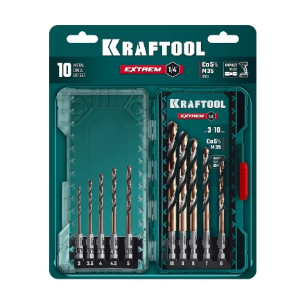 Набор сверл по металлу, хвостовик НЕХ-1/4, сталь М35-Со5% 29652-H10 купить в Кургане