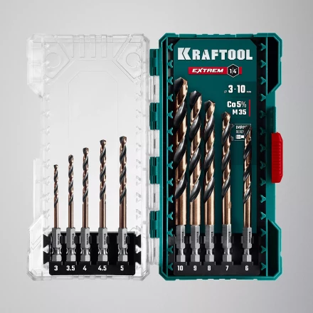 Набор сверл по металлу, хвостовик НЕХ-1/4, сталь М35-Со5% 29652-H10 купить в Кургане