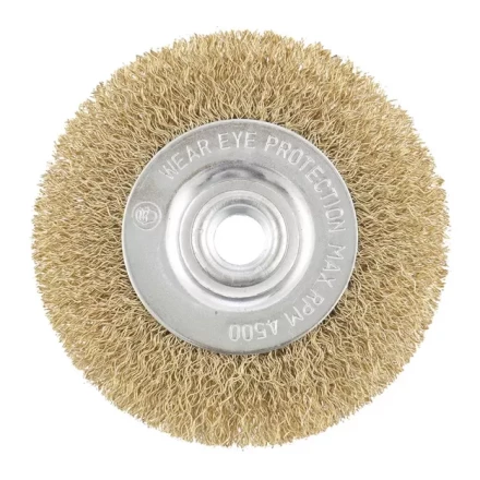 Щетка для УШМ 100 мм М14 плоская латунированная витая проволока MATRIX 74650 купить в Кургане