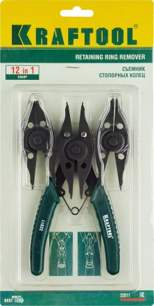 Съемник стопорных колец KRAFTOOL, внешний/внутренний, 12-в-1 22811 купить в Кургане