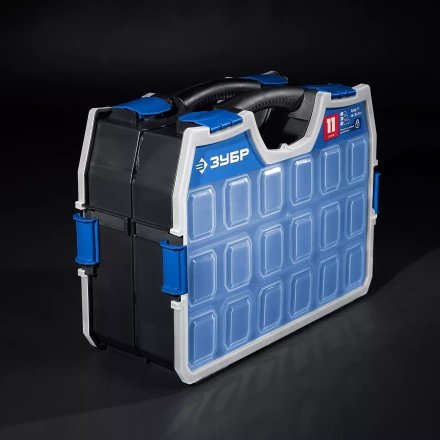 ЗУБР АМУР-11, 462 х 365 х 92 мм, Пластиковый органайзер со съемными лотками (38042-11) купить в Кургане