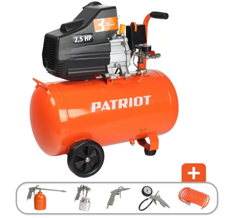 Компрессор масляный поршневой прямой привод PATRIOT EURO 50-260K набор KIT 5B купить в Кургане