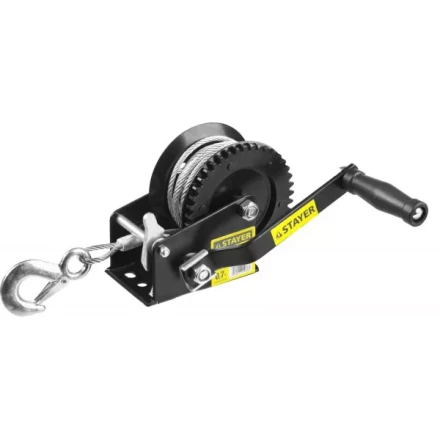 Лебедка ручная барабанная STAYER &quot;MASTER&quot;, тяговая, тросовая, 0,7т, 8м 43112-0.7 купить в Кургане