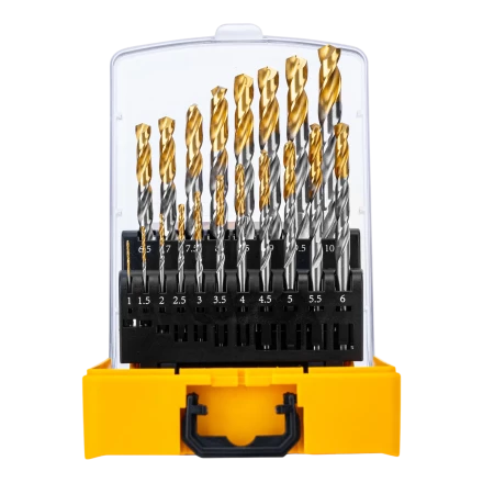 Набор сверл по металлу Denzel 723003, 1-10 мм, Р6М5-TiN, Golden Tip, 19 шт купить в Кургане