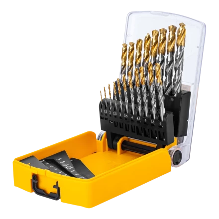 Набор сверл по металлу Denzel 723003, 1-10 мм, Р6М5-TiN, Golden Tip, 19 шт купить в Кургане