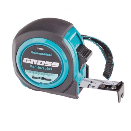Рулетка Komfortabel 3 м х 19 мм обрезиненный корпус Gross 32560 купить в Кургане