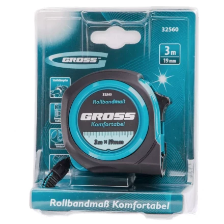Рулетка Komfortabel 3 м х 19 мм обрезиненный корпус Gross 32560 купить в Кургане
