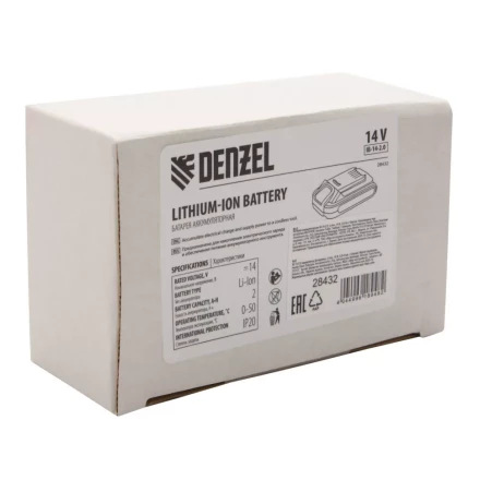 Батарея аккумуляторная Denzel IB-14-2.0, Li-Ion, 14 В, 2.0 А/ч 28432 купить в Кургане