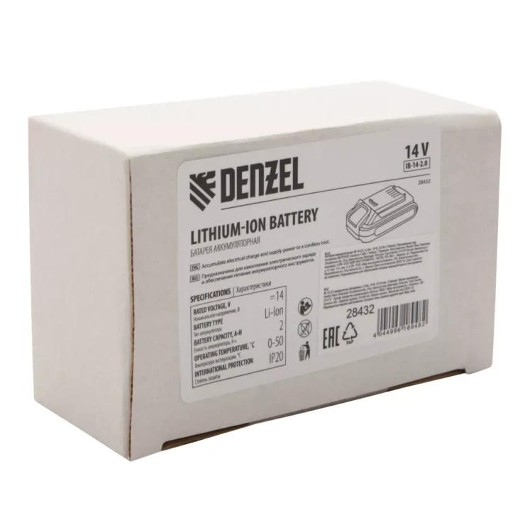 Батарея аккумуляторная Denzel IB-14-2.0, Li-Ion, 14 В, 2.0 А/ч 28432 купить в Кургане