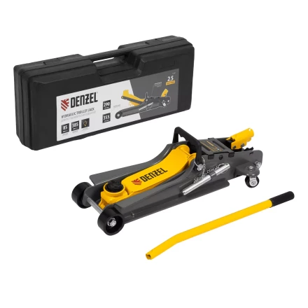 Домкрат гидравлический подкатной с фиксатором Denzel 51233, 2,5 т,  85-385 мм, в пласт. кейсе купить в Кургане