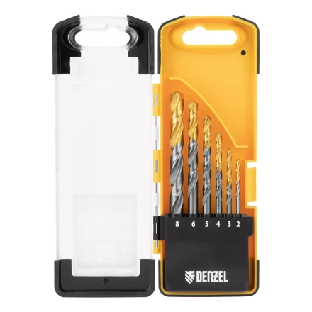 Набор сверл по металлу Denzel, 2-8мм, Р6М5К8-TiN, Golden Tip, 6 шт 723004 купить в Кургане