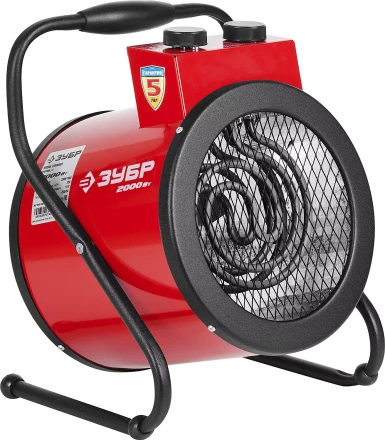 Пушка ЗУБР &quot;МАСТЕР&quot; &quot;круглая&quot; тепловая электрическая, гладкий нерж ТЭН, 2/1 кВт, 220В ЗТП-2000_М2 купить в Кургане