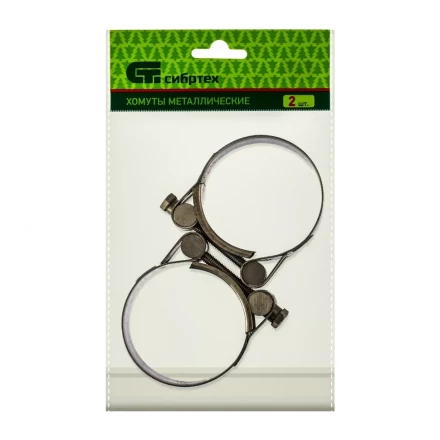 Хомуты металлические силовые 56-59 мм ширина 22 мм шарнирный W4 2 шт Сибртех 475433 купить в Кургане