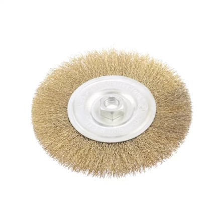 Щетка для УШМ 150 мм М14 плоская латунированная витая проволока MATRIX 74652 купить в Кургане