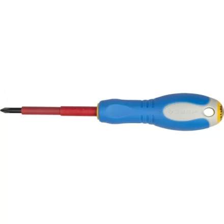 ЗУБР &quot;ПРОФИ ЭЛЕКТРИК&quot;. Отвертка Cr-V, трехкомпонент рукоятка, высоковольтная до ~1000В, PH №1, 80 мм 25262-1-080 купить в Кургане