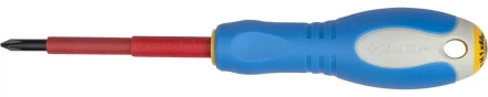 ЗУБР &quot;ПРОФИ ЭЛЕКТРИК&quot;. Отвертка Cr-V, трехкомпонент рукоятка, высоковольтная до ~1000В, PH №1, 80 мм 25262-1-080 купить в Кургане