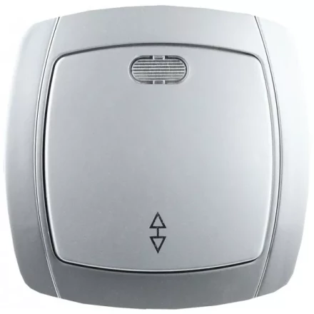 Выключатель СВЕТОЗАР &quot;АКЦЕНТ&quot; проходной одноклавишный в сборе, с подсветкой, цвет серебристый металлик, 10А/~250В SV-54238-SM купить в Кургане