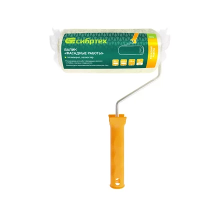 Валик &quot;Фасадные работы&quot;,180 мм, ворс 18 мм, D 48 мм, D ручки - 6 мм, полиакрил,полиэстер Сибртех 80206 купить в Кургане