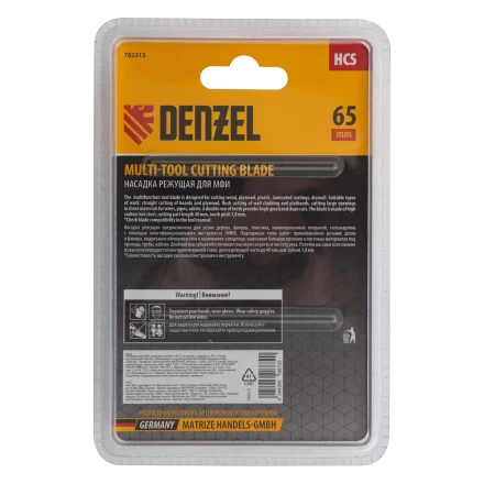 Насадка для МФИ режущая прямая, HCS, по дереву, ламинату 65 х 1.8 мм, крупный зуб Denzel 782313 купить в Кургане