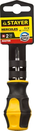 Отвертка STAYER &quot;MASTER&quot; &quot;HERCULES&quot;, Сr-V, противоскользящая рукоятка, PH2x38мм 25052-38-2_z02 купить в Кургане