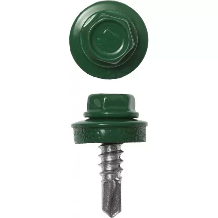 Саморезы ЗУБР &quot;ПРОФЕССИОНАЛ&quot; окраш., RAL 6002 зелен. лист, для крепл. кров. матер. к металл. констр., 5.5x25мм, 1800шт 4-300310-55-025-6002 купить в Кургане