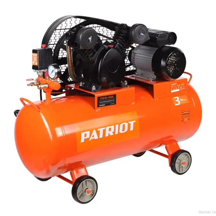 Компрессор масляный поршневой ременной PATRIOT PTR 80/450A купить в Кургане