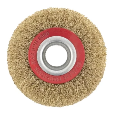 Щетка для точила 100 мм посадка 20 мм плоская латунированная витая проволока MTX 74658 купить в Кургане